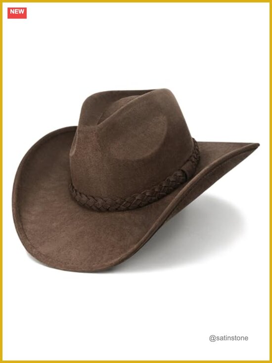 Faux Suede Cowboy Hat - Adjustable Teardrop Western Hat with Wired Brim main image 6